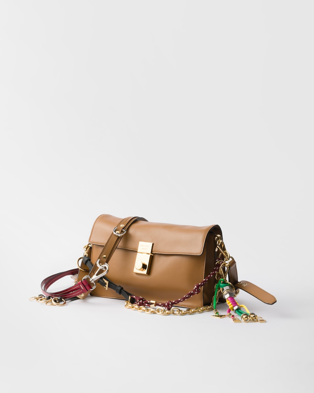 Prada Soft Sound Small Leather Shoulder Bag With Charms - Image 2
